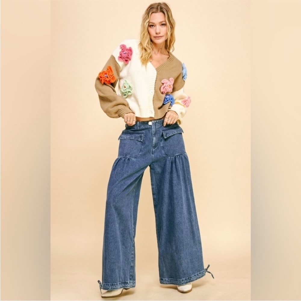 Girly Grunge Barrel Wide Leg Jeans Plus Size 2XL Retro Trendy - Picture 2 of 6